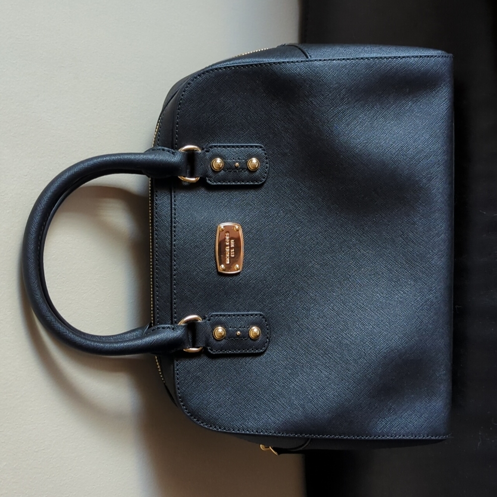 Michael Kors Saffiano black leather satchel